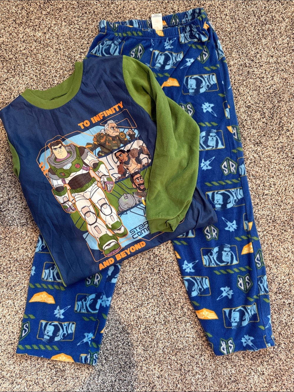 Toy Story Buzz Lightyear Fleece Boys Pajama Set - Navy & Green